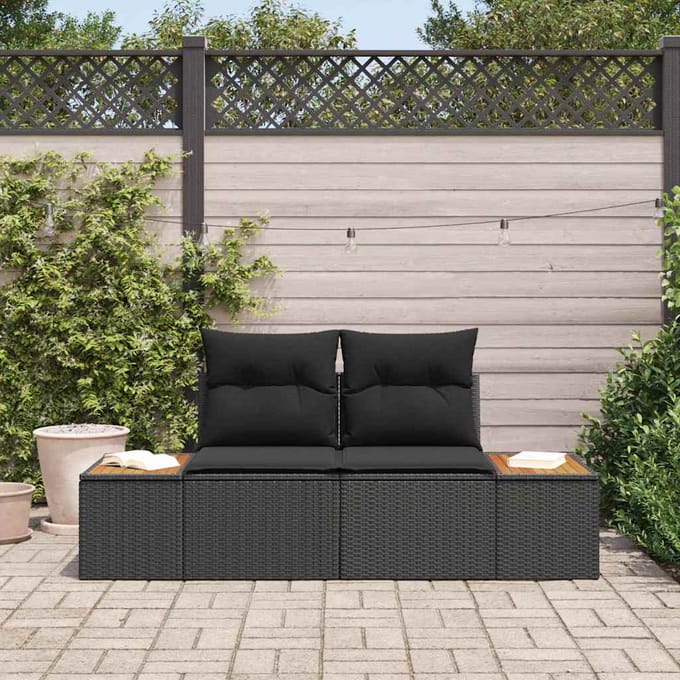 vidaXL Tuin Sofa Zwart 184 x 62 x 85cm poly rattan