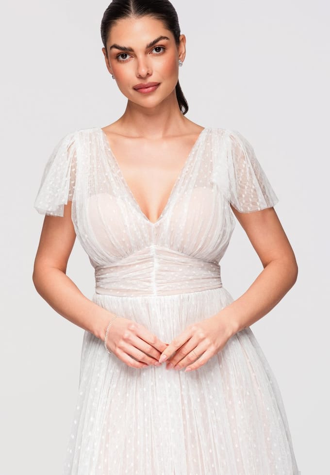 LARICA Jurk - Polyamide - Korte Mouw - Rits Wit S