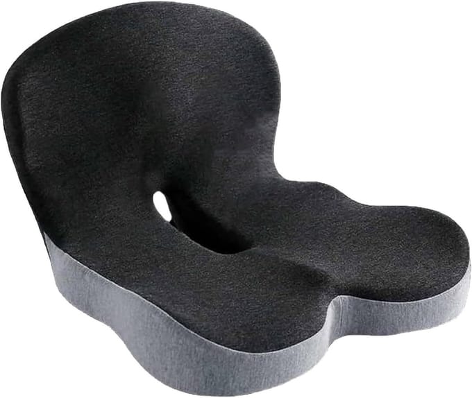 Traagschuim Zitkussen - Ergonomisch Kussen - Lang Zitten - L-vormige Steun - Universeel - Grijs