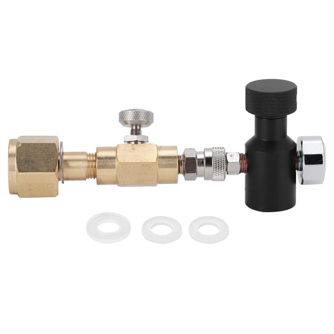 CO2 Cilinder Vuladapter Messing Connector CGA320 met Ontluchtingsventiel ASA 1500PSI Manometer