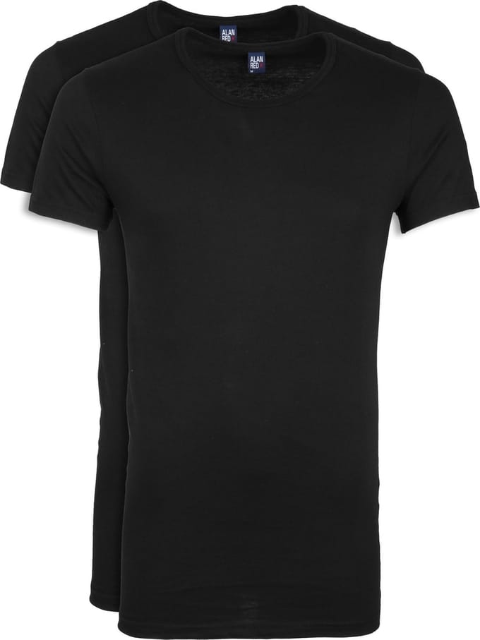Alan Red Brede Ronde Hals James (2Pack) Zwart - Maat S - Heren - Basic T-shirt
