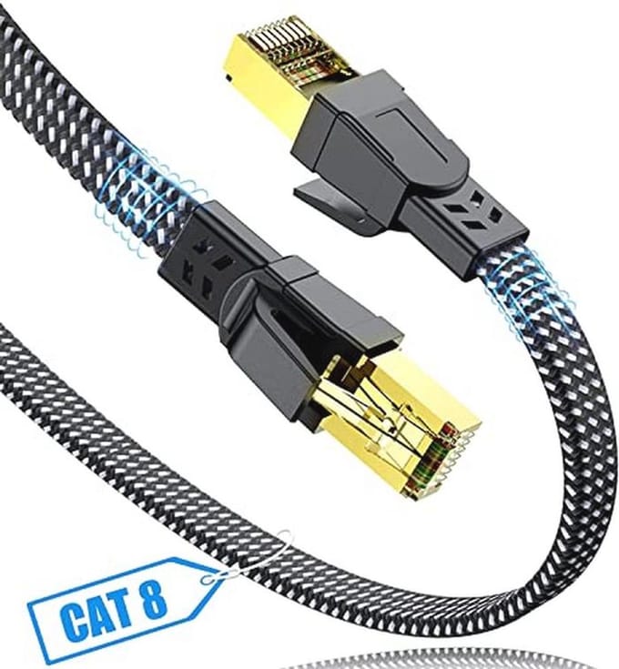 Cat 8 Ethernet Cable 0.5M,Ethernet Cable Network Cable Cat 8 RJ45 Cable 40Gbps 2000MHz High Speed Nylon Braided LAN Patch Cable Compatible with PC PS5 PS4 Xbox Router Modem Switch TV Box