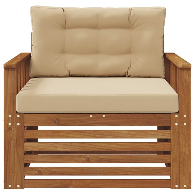 vidaXL - Buitensofa - Massief - Acacia - Hout - en - Polyester - Natuurlijk - en - Beige