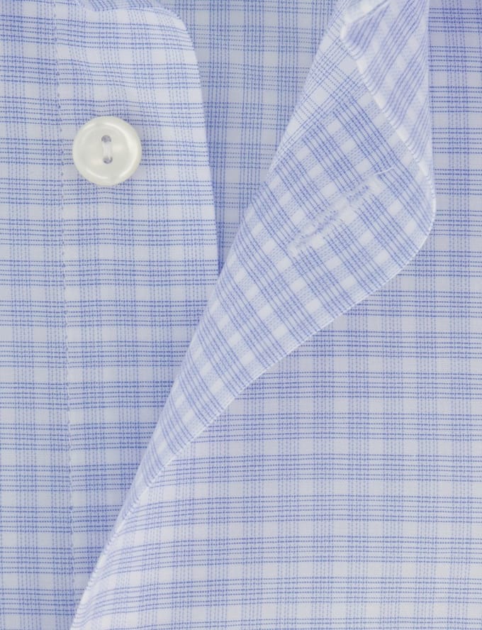 Eton shirt lichtblauw ruit wit classic fit met borstzak