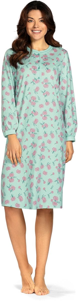 Comtessa - Klassiek dames nachthemd - Lange mouw - Mint - Maat 40