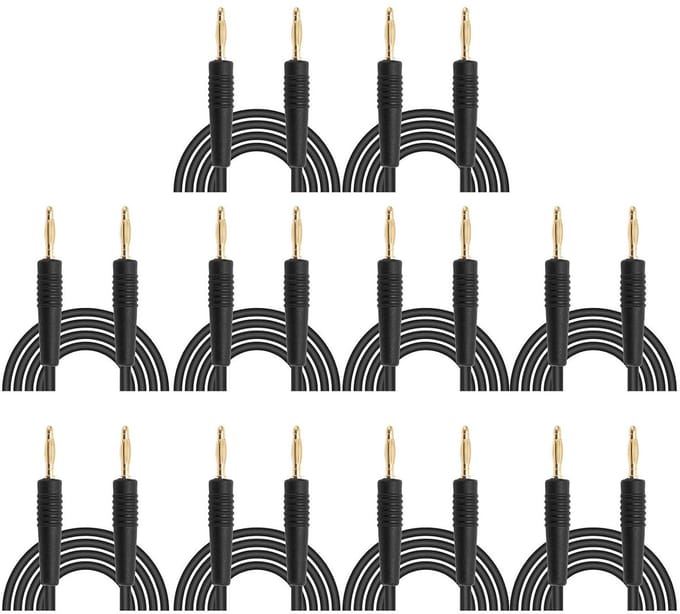 Bananenstekker Meetsnoer - Testkabel Messing - Elektronisch Testen - Premium Messing Constructie - 044 mm² - Zwart