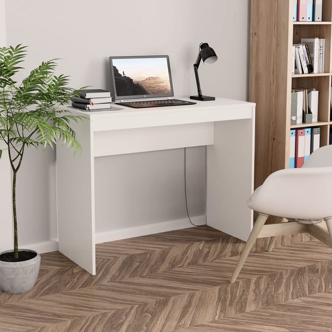 vidaXL - Bureau - 90x40x72 - cm - bewerkt - hout - wit