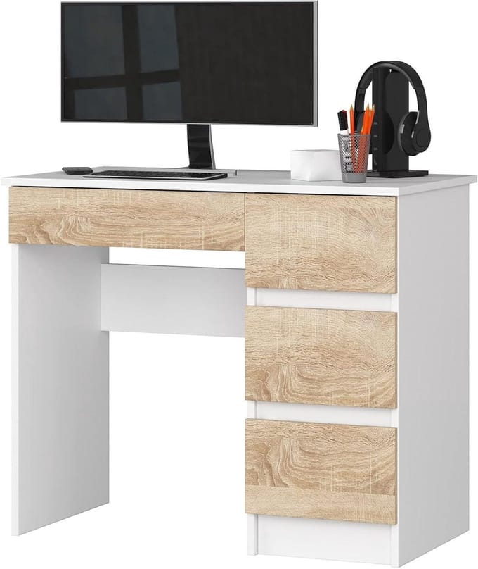 Bureau A7 - Computerbureau Werktafel - Thuiswerken Organiseren - 4 Schuifladen - 90 x 77 x 50 cm