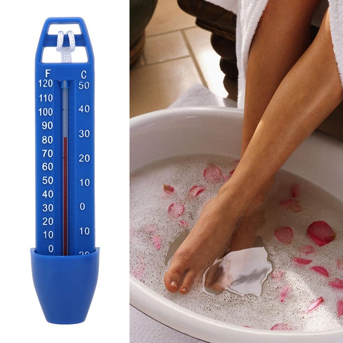 Thermomètre flottant pour piscine, thermomètre à eau avec cordon, pour piscine, spa, baignoire blue