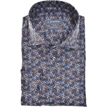 Ledub Overhemd Print Donkerblauw - Maat 40 - Heren - Overhemden Casual
