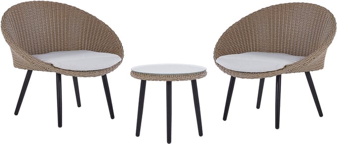 ORTIGIA - Bistroset voor 2 - Lichtbeige - PE rotan