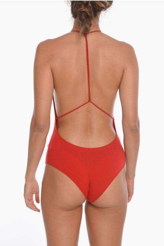Gezellige body met blote rug van kasjmiermix in rood