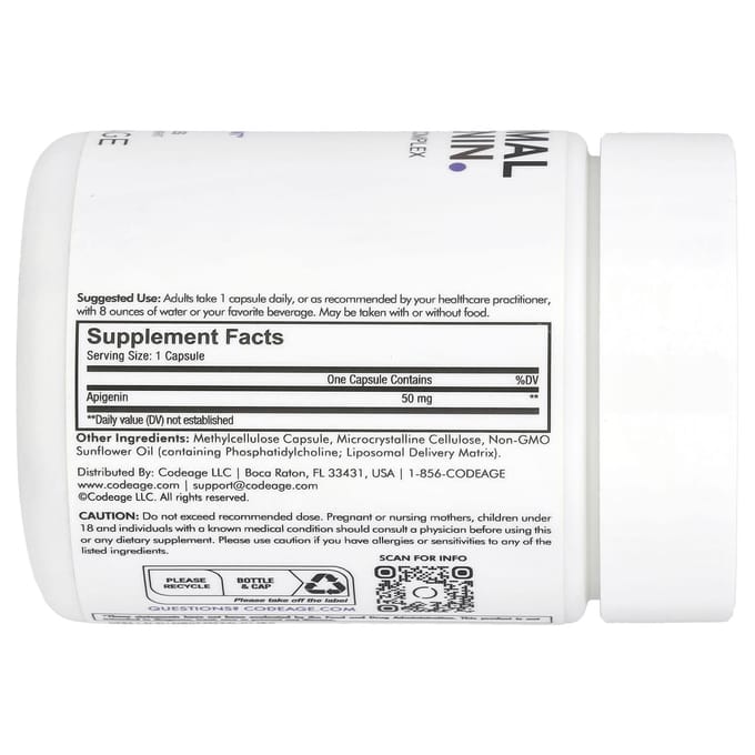 Codeage, liposomale apigenine, fosfolipidecomplex, 50 mg, 90 capsules