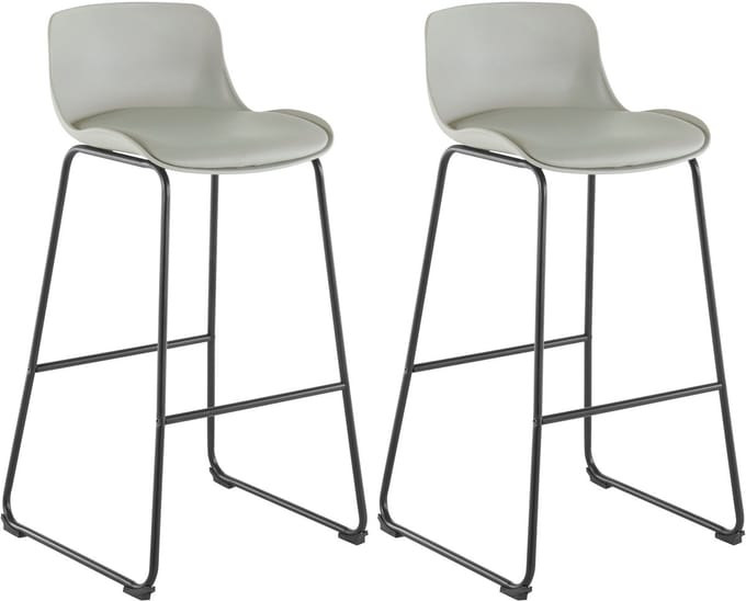 Jasmin-Barkruk - Set van 2 - Lichtgrijs PU