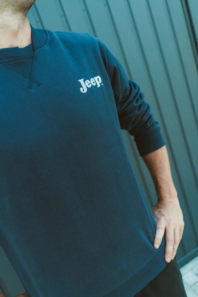 Jeep heren bomberhalssweatshirt blauw - L