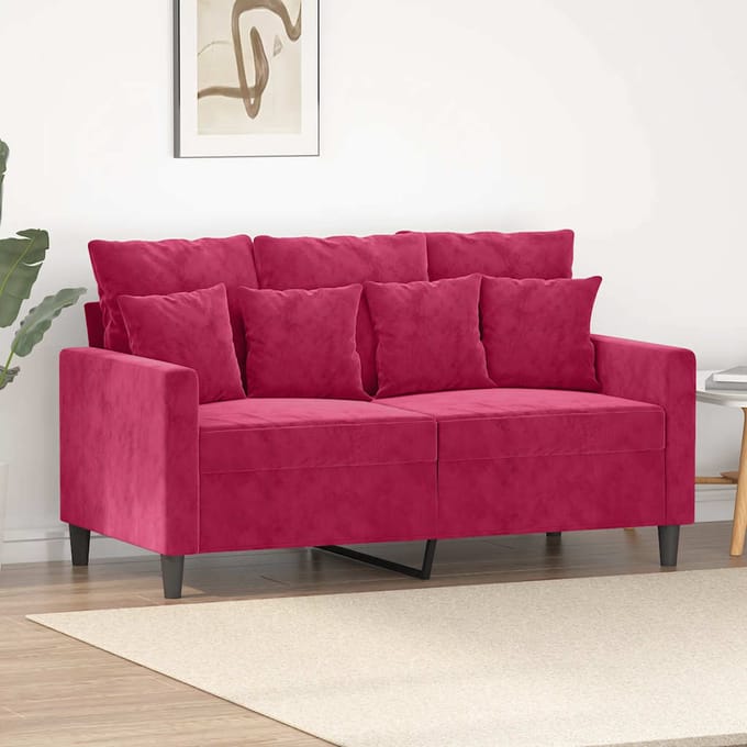 Vidaxl Bank 2-zits, Wijnrood, 120 Cm, Bekleed met Fluweel