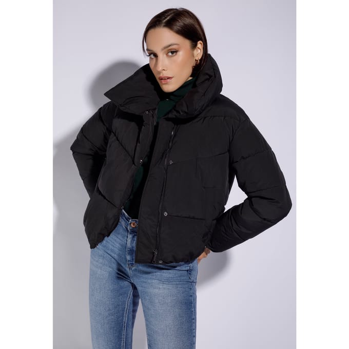 Wittchen Dames Oversized Gewatteerde Jas Zwart Polyester