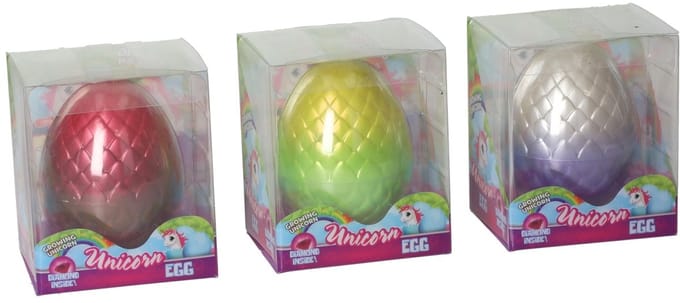 Unicorn ei met groeiende eenhoorn en diamant 8cm 6asstd