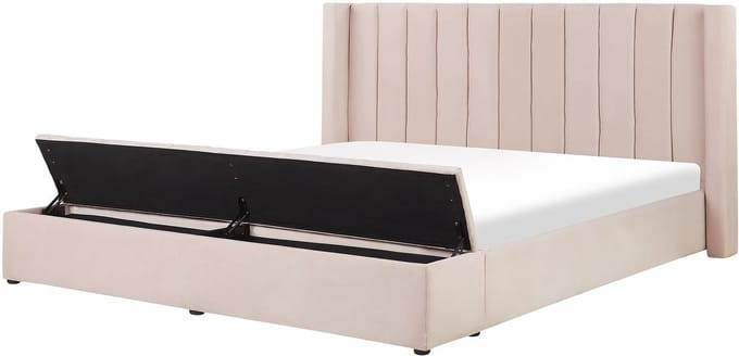 NOYERS - Bed met opbergruimte - Pastelroze - 180 x 200 cm - Fluweel