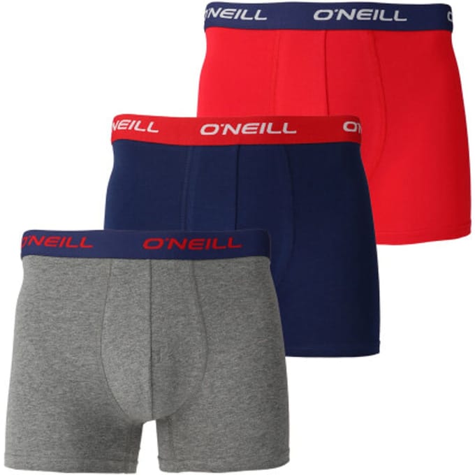 O'Neill Heren Boxershorts Trunks Effen 3-Pack Grijs/Blauw/Rood - Maat S