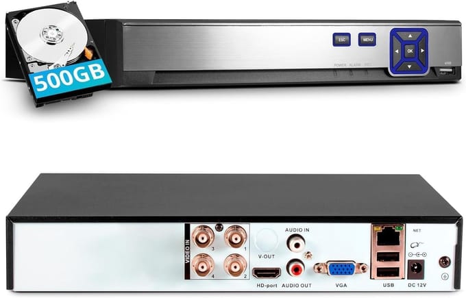Bewakings DVR - Video Recorder - Thuis Beveiliging - H.265+ Compressie - 19x19x4 cm
