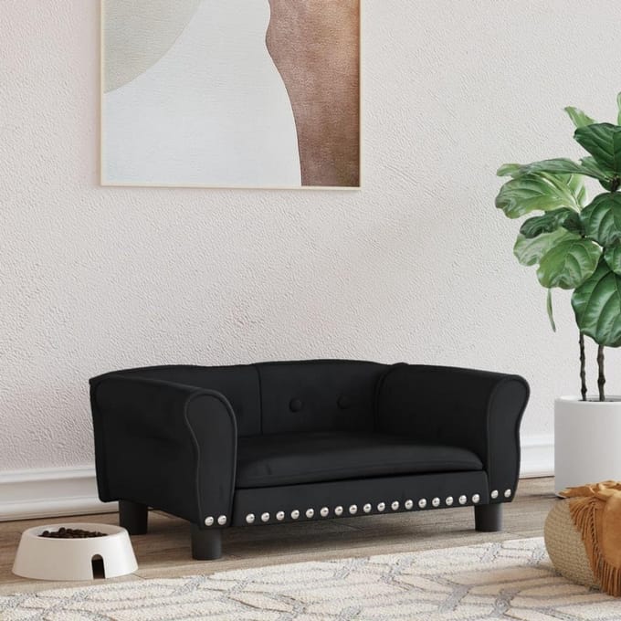 Luxe Hondensofa met Leuning en Zachte Bekleding - Zwart - 70x45x30 cm