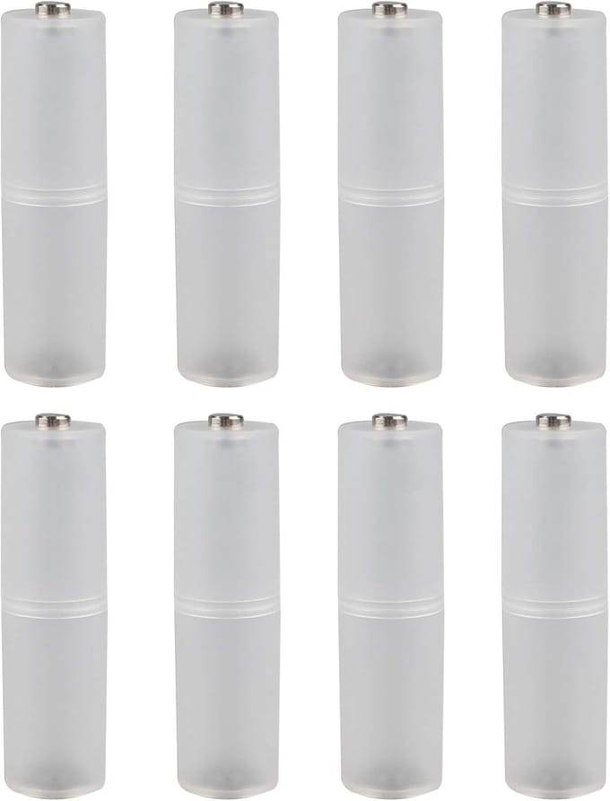 Allecto - Batterijconverter - Universeel - Transparant - Cilindervormig - Adapter - Houder - AAA naar AA - Batterijcellen - Batterijdoos
