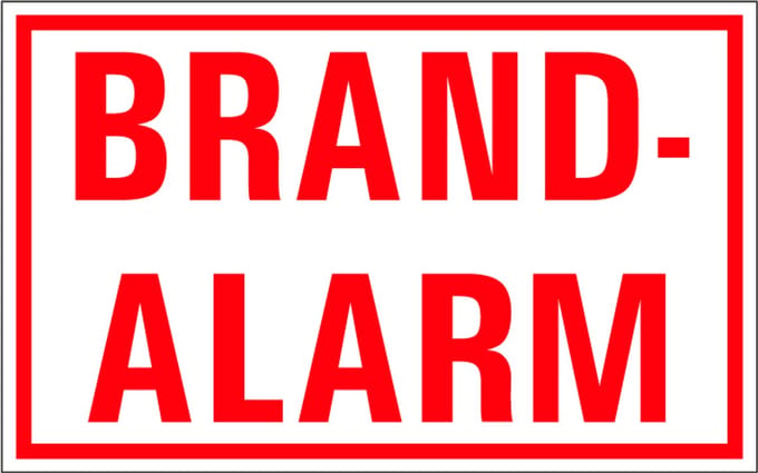 Brandalarm tekstbord - kunststof 400 x 250 mm