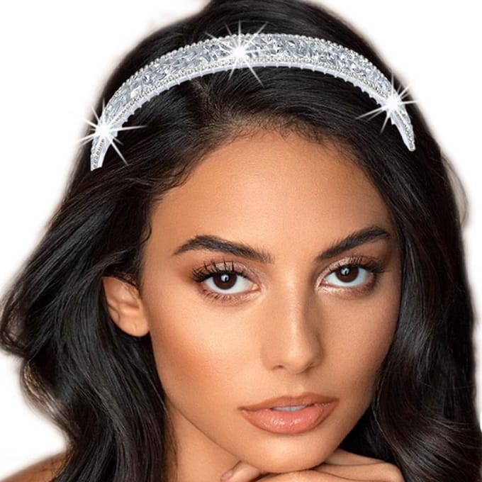 Zilveren Kristallen Haarband Bruid & Feest - Schitterende Strass Diadeem voor Dames