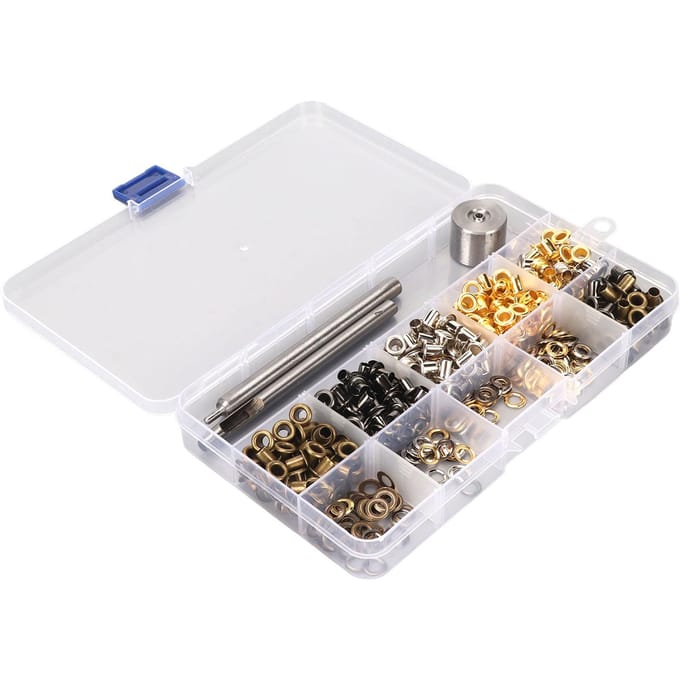 4mm Ringetjes Oogjes Kit 4 Kleuren 280 Sets Ringetjes Oogjes met 3 Delen Installatie Gereedschap Kit Metaal white