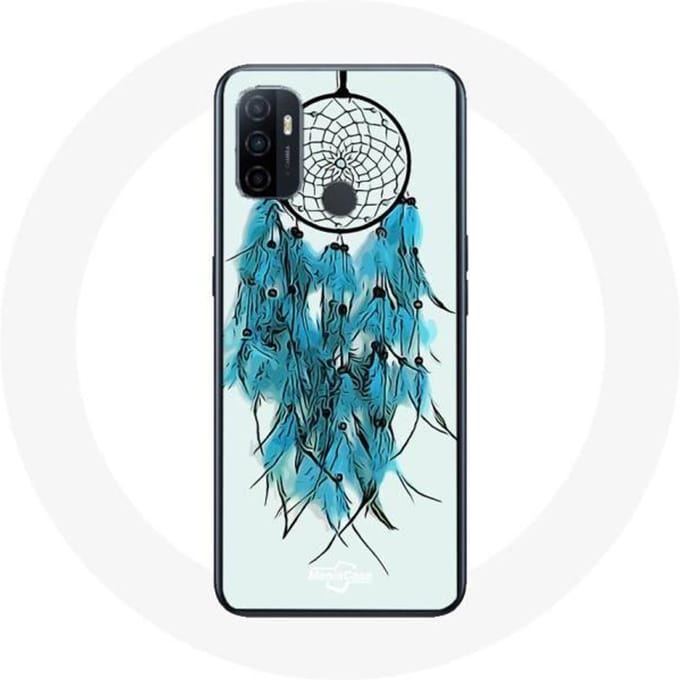 Oppo A53 hoesje Dream Catcher blauw witte achtergrond