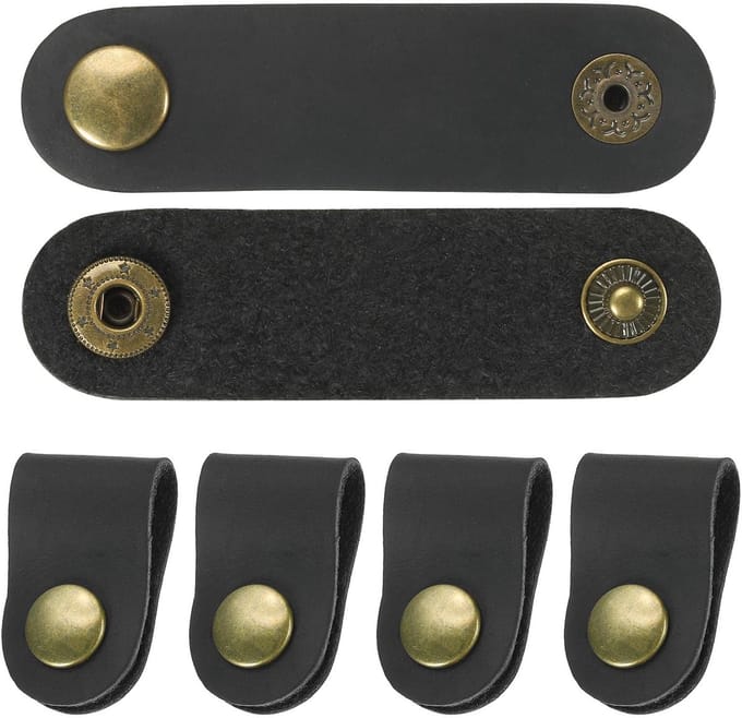 Dailygoods - Leer Kabel Organizer - 6 Stuks voor Kabelbeheer en Opruimen