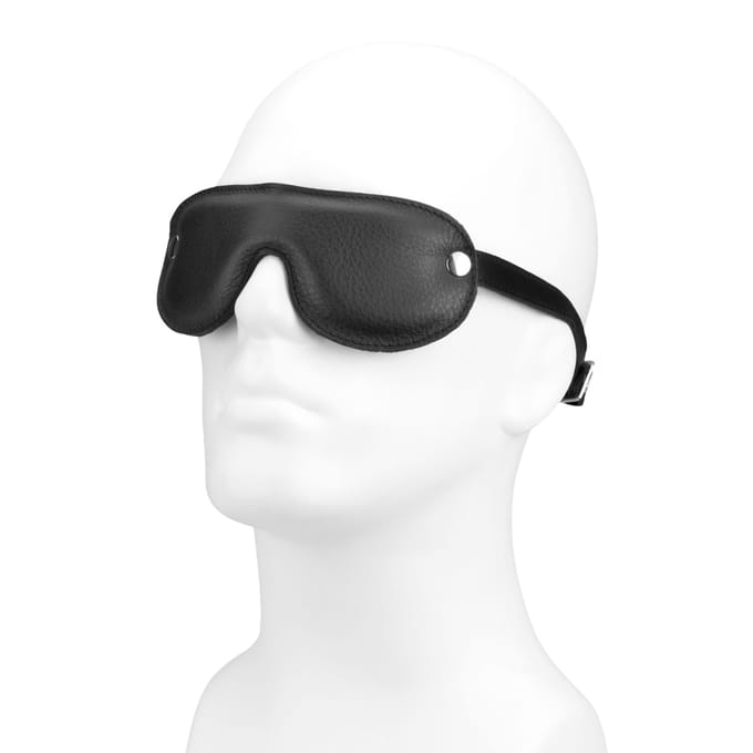 Rimba Bondage Play - Gevoerde Blinddoek Leer - Zwart