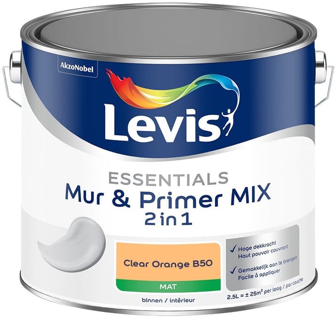 Levis - Essentials Mur & Primer Mix - Clear Orange B50 - Mengverf - 2,5 L