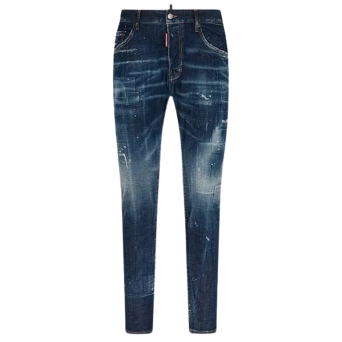 Dsquared2 Skater Jeans Destroyed Reinforced Patch Blauwe Jeans