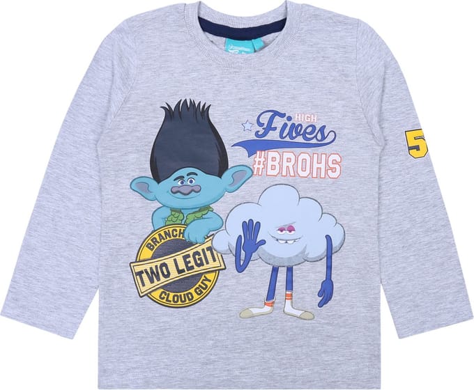 Grijze jongensblouse met lange mouwen TROLLS