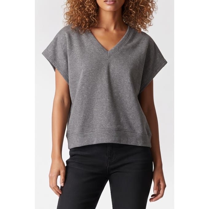 Studio Anneloes V-neck Top Grey Sparkle Maat: XL | Sweaters Outlet | Dames | Grijs