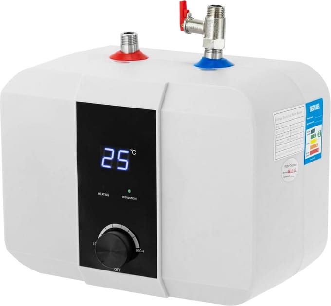 Doorstroomboiler - Mini Boiler - Direct Warm Water - Digitaal Display - 6 Liter - Wit