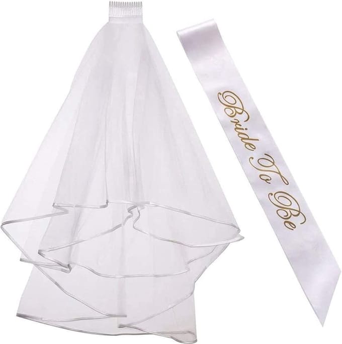 *** Bride to Be Set - Vrijgezellenfeest - Bruiloft Accessoire - Sjerp + Sluier Trouwen - van Heble® ***
