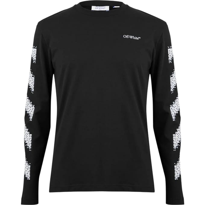Off White Heren Crew Neck Regular T-shirt (Zwart, Wit)