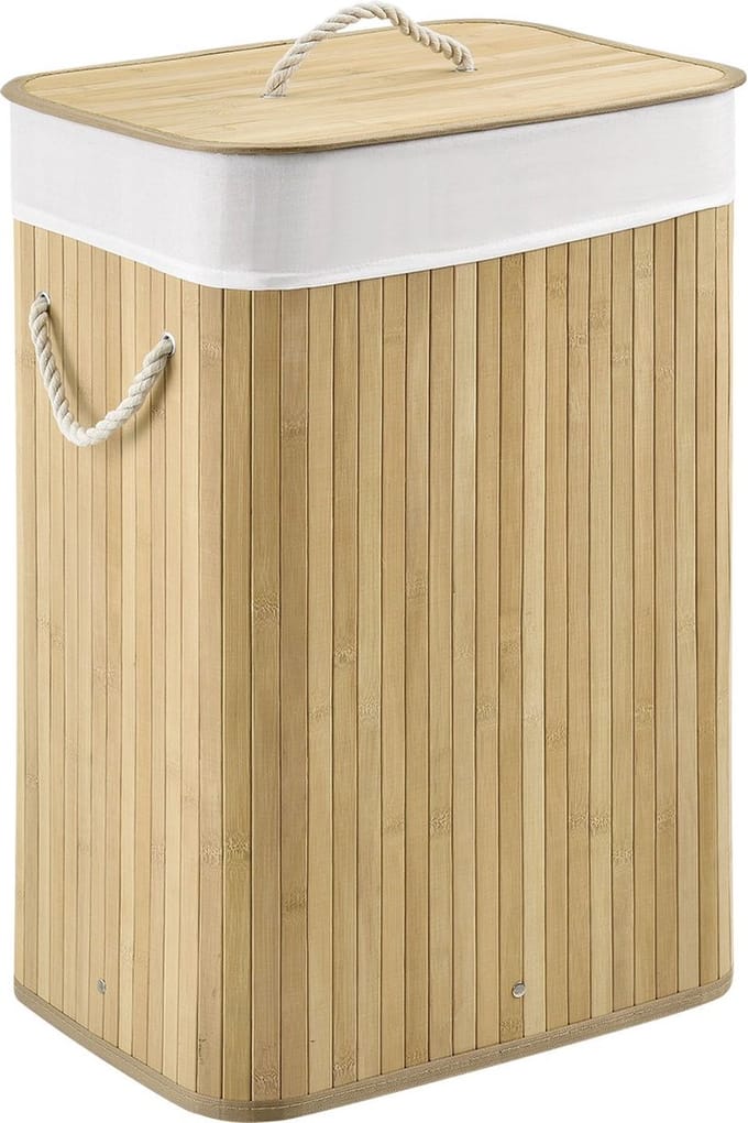 Bamboe Wasmand Curly - 72 L - Natuur - Uitneembare Waszak