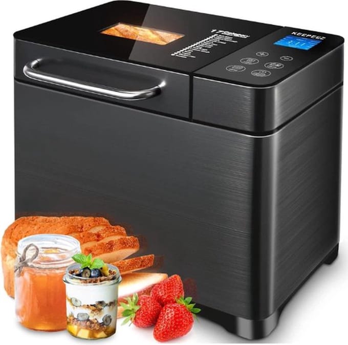 Luxe Broodbakmachine – Broodmachine – Glutenvrij – 17 Programma’s – Met Keramische Pannen – Fruit- en Notendispenser - 360° 3D-baktechnologie – Timer – Zwart