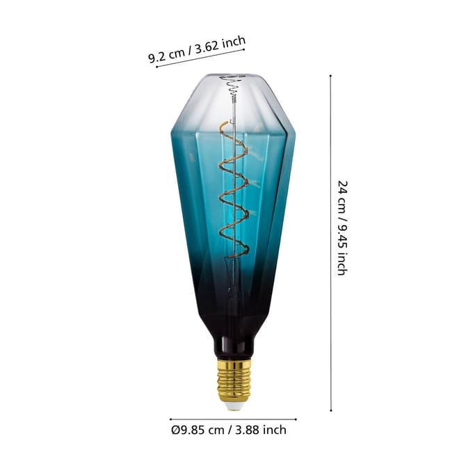 Eglo Ledfilamentlamp Spiral T100 - Blauw - D10cm - Dimbaar - Warm Wit - E27 - 4w
