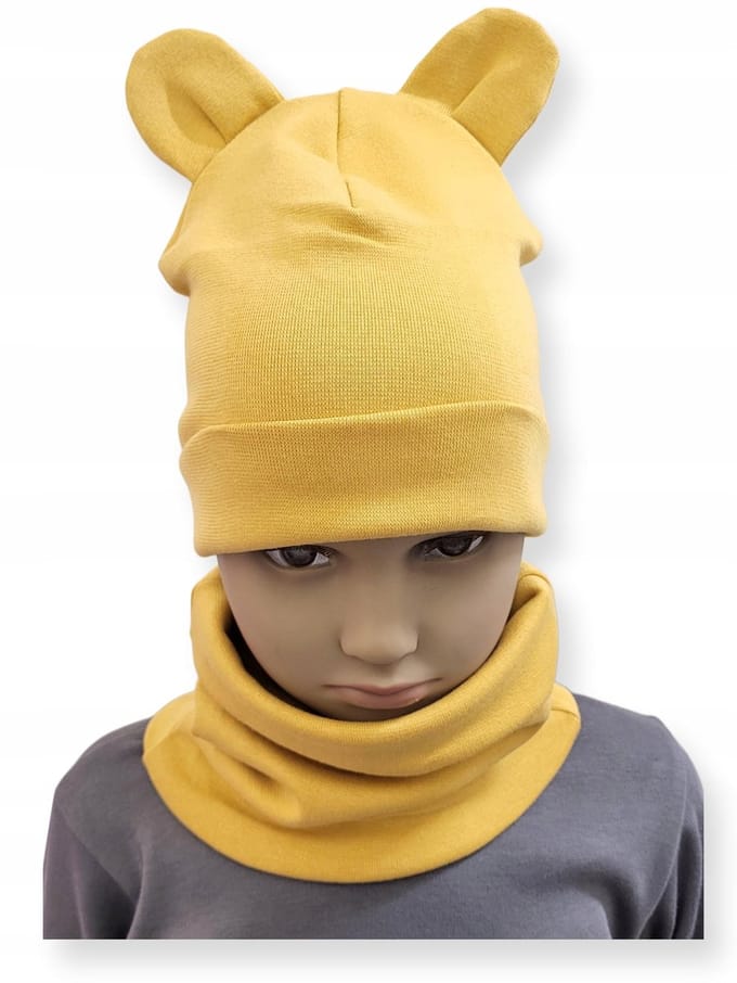 Dartomik - Kinder Kleding Set - Mutsen en Sjaal - Mosterd - Met Oren