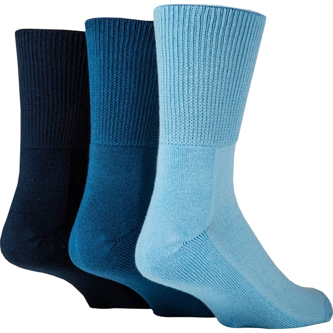 IOMI - Set van 3 extra brede bamboe diabetische sokken - Blauw
