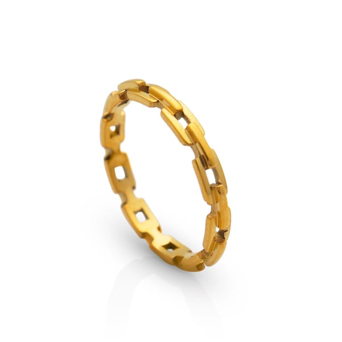 Schitterende 14K Gold Plated Platte Schakel Ring 16,50 m.