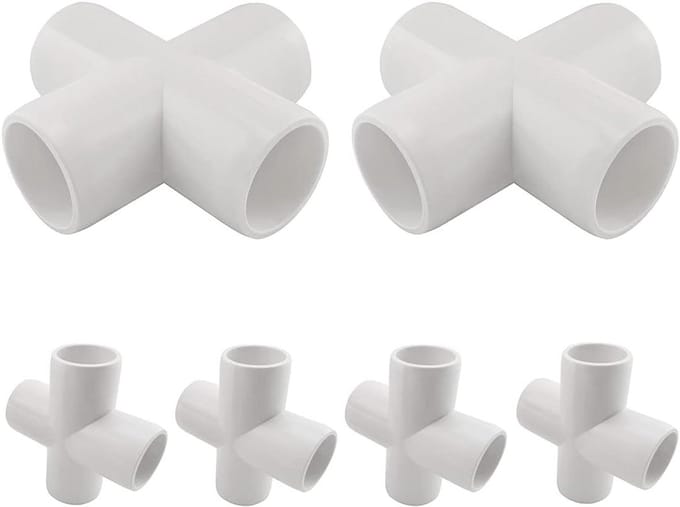 PVC Kruis Elleboog - 4-weg Koppeling PVC Connector - DIY Constructies Bouwen - Meubelkwaliteit SCH40 - 3/4 inch - Wit