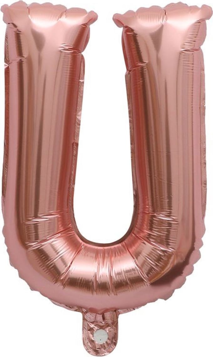 Folieballon / Letterballon Rose Goud  - Letter U - 41cm