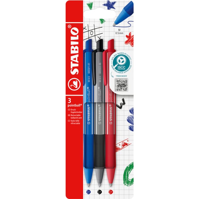 STABILO pointball - Balpen - Colorful - Navulbaar - Etui Met 3 Kleuren