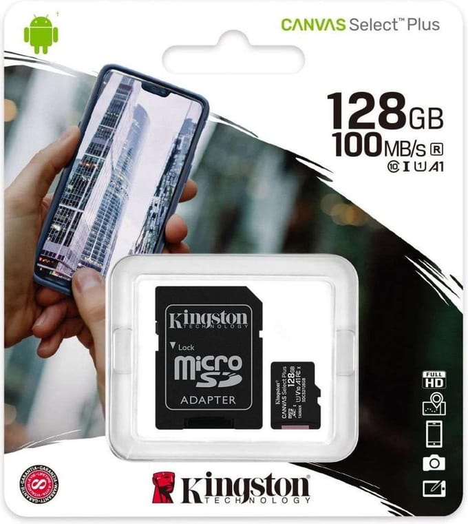 Kingston Canvas Select Plus microSD Card 10 UHS-I - 128GB - inclusief SD adapter